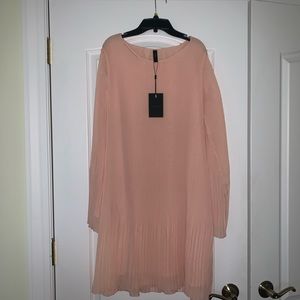 Light Peach Pleated Knee Length Dress